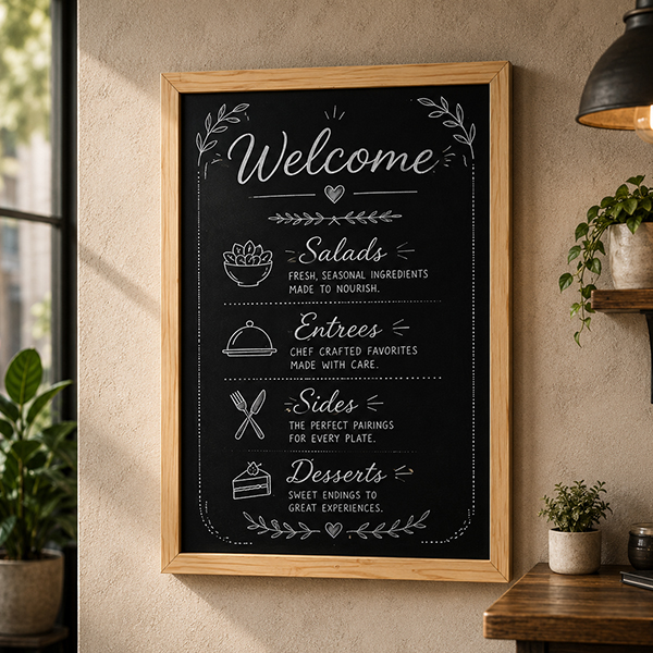 Wall mounted menu chalkboard