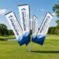 4-Pole Cluster Flag Fountain with four branded flags on steel cross base — Display Mania South Africa