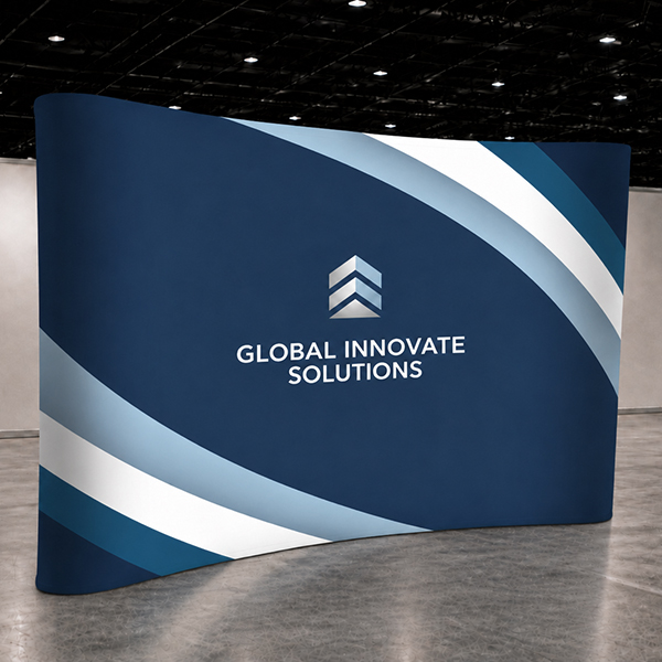 Curved Fabric Banner Wall with Wings